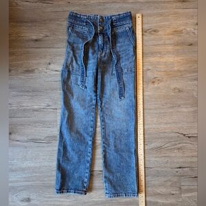 Abercromie & Fitch Ultra High Rise Straight 25 Belt Utility Style Jeans Denim